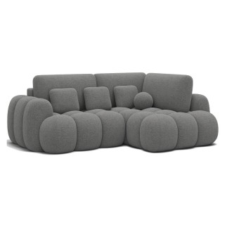 Canapé d'angle convertible en tissu bouclette gris foncé 3-4 places, CORSO, angle droit