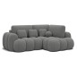 Canapé d'angle convertible en tissu bouclette gris foncé 3-4 places, CORSO, angle droit