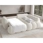 Canapé d'angle convertible en tissu bouclette blanc cassé 3-4 places, CORSO, angle droit
