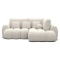 Canapé d'angle convertible en tissu bouclette blanc cassé 3-4 places, CORSO, angle droit