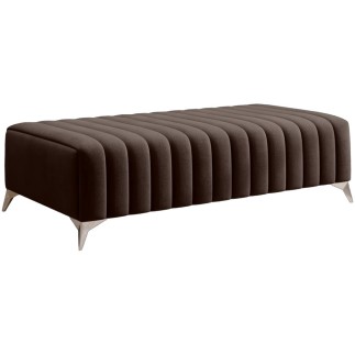 Pouf en tissu velours de qualité, larimo, marron foncé - Mobilier Privé