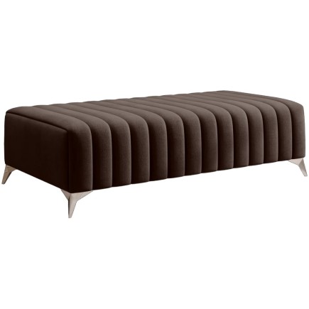 Pouf en tissu velours de qualité, larimo, marron foncé - Mobilier Privé