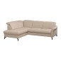 Canapé d'angle convertible en cuir italien luxe 4-5 places, BAROLO, coffre, beige, angle gauche Canapé d'angle convertible en cuir italien luxe 4-5 places, BAROLO, coffre, beige, angle gauche