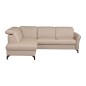Canapé d'angle convertible en cuir italien luxe 4-5 places, BAROLO, coffre, beige, angle gauche Canapé d'angle convertible en cuir italien luxe 4-5 places, BAROLO, coffre, beige, angle gauche