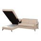 Canapé d'angle convertible en cuir italien luxe 4-5 places, BAROLO, coffre, beige, angle gauche Canapé d'angle convertible en cuir italien luxe 4-5 places, BAROLO, coffre, beige, angle gauche