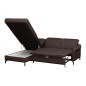 Canapé d'angle convertible en cuir italien luxe 4-5 places, BAROLO, coffre, chocolat, angle gauche