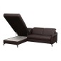 Canapé d'angle convertible en cuir italien luxe 4-5 places, BAROLO, coffre, chocolat, angle gauche