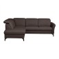 Canapé d'angle convertible en cuir italien luxe 4-5 places, BAROLO, coffre, chocolat, angle gauche