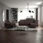 Canapé d'angle convertible en cuir italien luxe 4-5 places, BAROLO, coffre, chocolat, angle droit