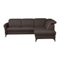 Canapé d'angle convertible en cuir italien luxe 4-5 places, BAROLO, coffre, chocolat, angle droit