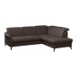 Canapé d'angle convertible en cuir italien luxe 4-5 places, BAROLO, coffre, chocolat, angle droit