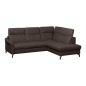 Canapé d'angle convertible en cuir italien luxe 4-5 places, BAROLO, coffre, chocolat, angle droit