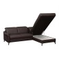 Canapé d'angle convertible en cuir italien luxe 4-5 places, BAROLO, coffre, chocolat, angle droit