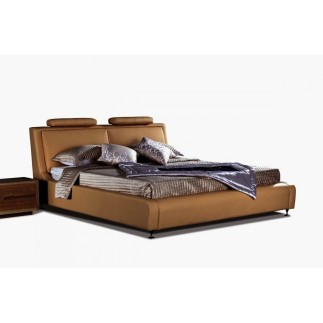 Lit en cuir italien de luxe LIVOURNE 160x200, marron