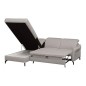 Canapé d'angle convertible en cuir italien luxe 4-5 places, BAROLO, coffre, gris clair, angle gauche