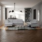Canapé d'angle convertible en cuir italien luxe 4-5 places, BAROLO, coffre, gris clair, angle gauche