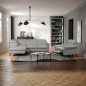 Canapé d'angle convertible en cuir italien luxe 4-5 places, BAROLO, coffre, gris clair, angle gauche