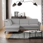 Canapé d'angle convertible en cuir italien luxe 4-5 places, BAROLO, coffre, gris clair, angle gauche
