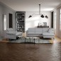 Canapé d'angle convertible en cuir italien luxe 4-5 places, BAROLO, coffre, gris clair, angle droit