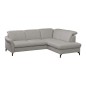 Canapé d'angle convertible en cuir italien luxe 4-5 places, BAROLO, coffre, gris clair, angle droit