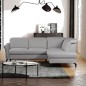 Canapé d'angle convertible en cuir italien luxe 4-5 places, BAROLO, coffre, gris clair, angle droit