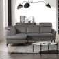 Canapé d'angle convertible en cuir italien luxe 4-5 places, BAROLO, coffre, gris foncé, angle gauche