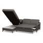 Canapé d'angle convertible en cuir italien luxe 4-5 places, BAROLO, coffre, gris foncé, angle gauche