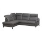 Canapé d'angle convertible en cuir italien luxe 4-5 places, BAROLO, coffre, gris foncé, angle gauche