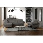 Canapé d'angle convertible en cuir italien luxe 4-5 places, BAROLO, coffre, gris foncé, angle gauche