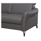 Canapé d'angle convertible en cuir italien luxe 4-5 places, BAROLO, coffre, gris foncé, angle gauche