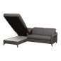Canapé d'angle convertible en cuir italien luxe 4-5 places, BAROLO, coffre, gris foncé, angle gauche