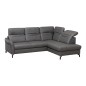 Canapé d'angle convertible en cuir italien luxe 4-5 places, BAROLO, coffre, gris foncé, angle droit