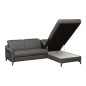 Canapé d'angle convertible en cuir italien luxe 4-5 places, BAROLO, coffre, gris foncé, angle droit