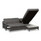 Canapé d'angle convertible en cuir italien luxe 4-5 places, BAROLO, coffre, gris foncé, angle droit