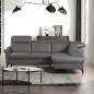 Canapé d'angle convertible en cuir italien luxe 4-5 places, BAROLO, coffre, gris foncé, angle droit
