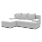 Canapé d'angle convertible - GINI - en tissu bouclette 3/4 places, blanc cassé, réversible