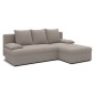 Canapé d'angle convertible - GINI - en tissu bouclette 3/4 places, beige, réversible