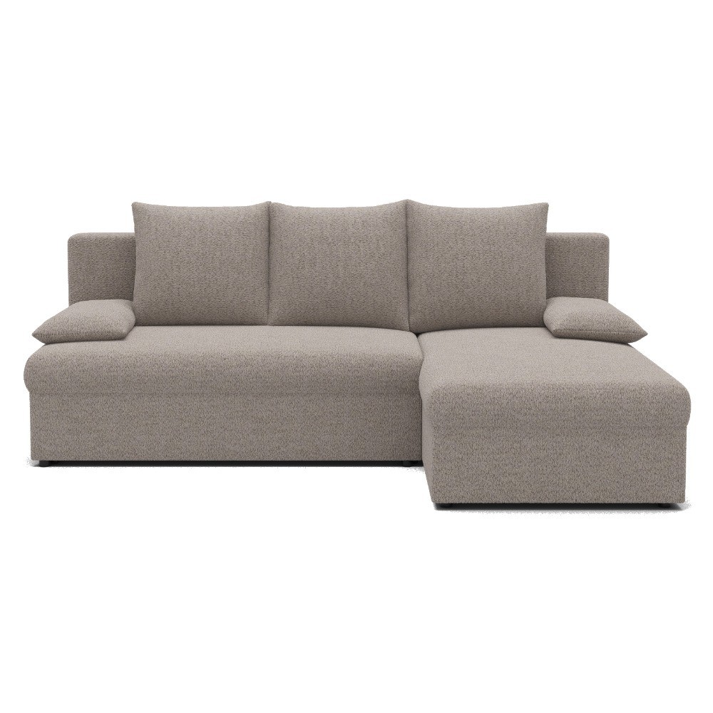 Canapé d'angle convertible - GINI - en tissu bouclette 3/4 places, beige, réversible