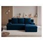 Canapé d'angle convertible - GINI - en velours 3/4 places, bleu, réversible