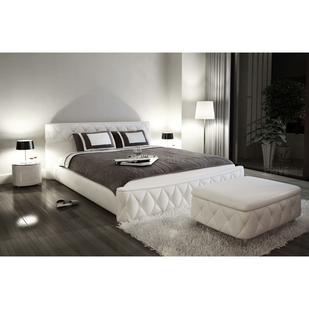 Lit en cuir italien de luxe FARNIENTE, blanc, 140x190 Lit en cuir italien de luxe FARNIENTE, blanc, 140x190