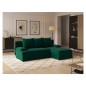 Canapé d'angle convertible - GINI - en velours 3/4 places, vert, réversible Canapé d'angle convertible - GINI - en velours 3/4 places, vert, réversible