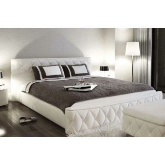 Lit en cuir italien de luxe FARNIENTE, blanc, 140x190