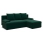 Canapé d'angle convertible - GINI - en velours 3/4 places, vert, réversible Canapé d'angle convertible - GINI - en velours 3/4 places, vert, réversible