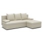 Canapé d'angle convertible - GINI - en velours 3/4 places, beige, réversible
