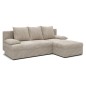 Canapé d'angle convertible - GINI - en velours côtelé 3/4 places, beige, réversible