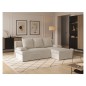 Canapé d'angle convertible - GINI - en velours côtelé 3/4 places, beige, réversible
