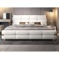 Lit design en cuir italien luxe VARESI avec sommier à lattes inclus, blanc Lit design en cuir italien luxe VARESI avec sommier à lattes inclus, blanc