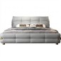 Lit design en cuir italien luxe VARESI avec sommier à lattes inclus, gris clair Lit design en cuir italien luxe VARESI avec sommier à lattes inclus, gris clair