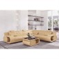 Canapé d'angle en cuir italien 7 places LUXEMBOURG, beige, angle droit Canapé d'angle en cuir italien 7 places LUXEMBOURG, beige, angle droit