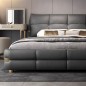 Lit design en cuir italien luxe VARESI avec sommier à lattes inclus, gris foncé Lit design en cuir italien luxe VARESI avec sommier à lattes inclus, gris foncé